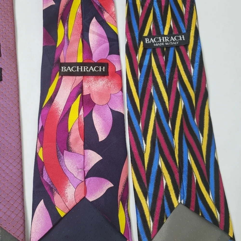 Bachrach bundle of 5 silk ties pink and purple abstract